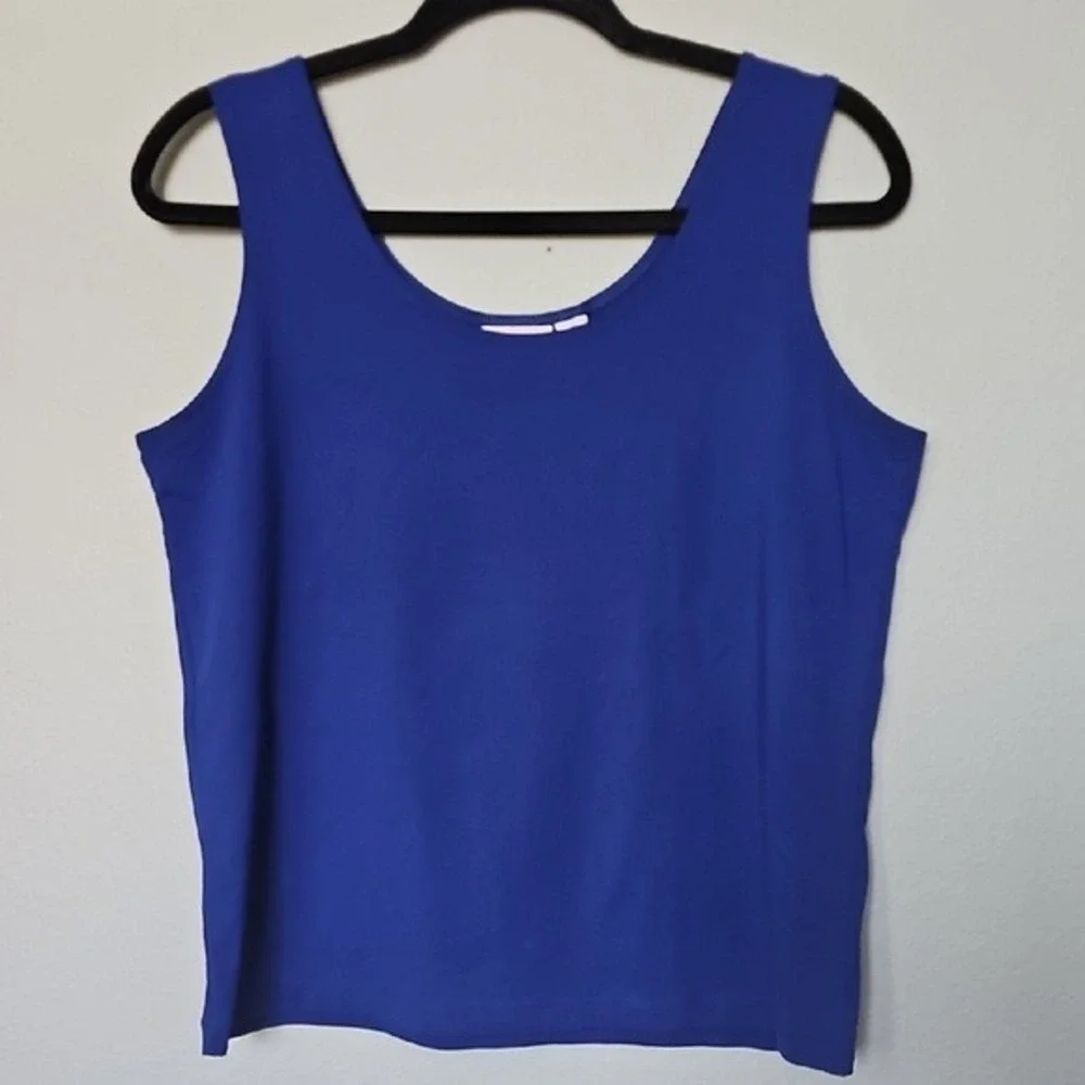 Chico's Stretchy Royal Cobalt Blue Fitted Sleeveless Scoop Neck Tank Size 2 M/L